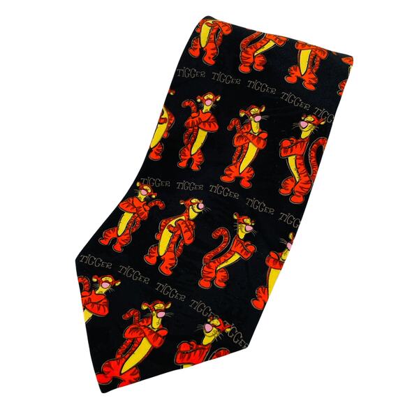Disney Winnie the Pooh Black Orange Tigger Cartoon Colorful Wide Width Tie - Picture 1 of 6